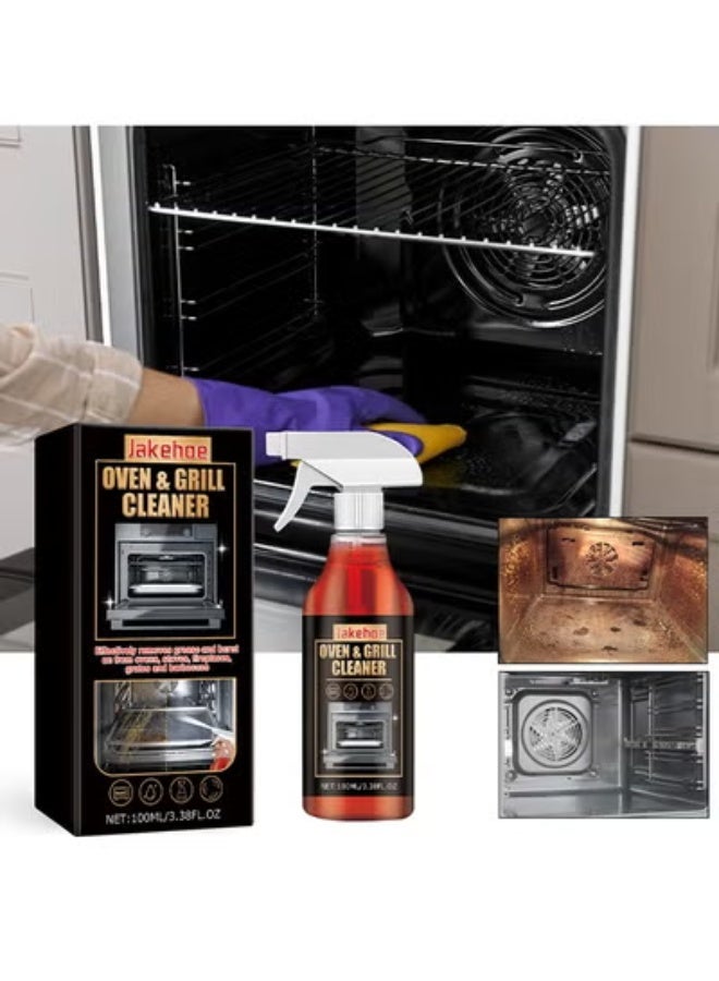 Jakehoe Oven And Grill Cleaner Spray, Cleans and Degreases BBQ Cooking Grates And Racks, Glass, Ceramic Cooktops, Pellet And Electric Smokers, Heavy Duty Degreaser For Stubborn Grease, Burnt-On Food And Carbon Buildup, 100ML - Image 2